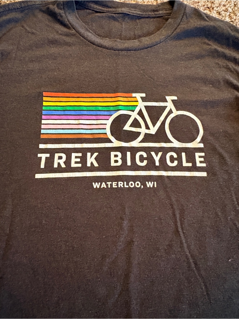 Men's Black Graphic Tee with Rainbow Stripe